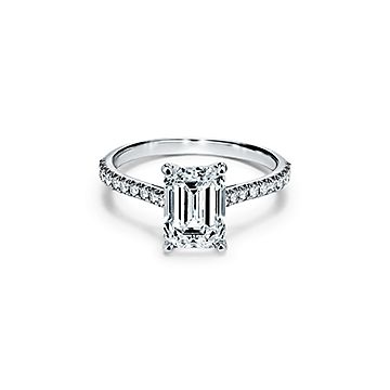 Platinum Emerald Cut Diamond Trilogy ring – Charlotte Emily Jewellery