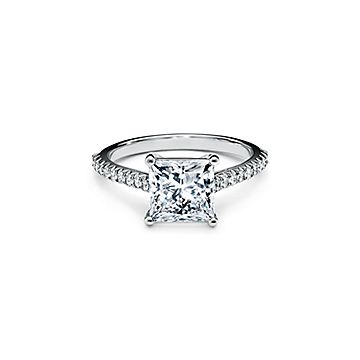Tiffany Novo® Princess-cut Engagement Ring with a Pavé-set Diamond