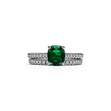 Tiffany Soleste® ring in platinum with a 6.51-carat green tourmaline. |  Tiffany & Co.