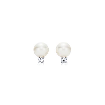 tiffany pearl earrings with diamond