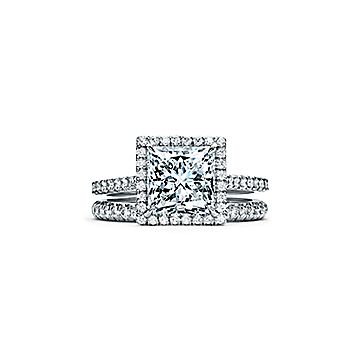 Tiffany Soleste® Princess-cut Halo with a Diamond Platinum Band