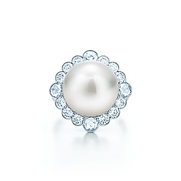 Ring In Platinum With A Tiffany South Sea Noble Pearl And Diamonds Tiffany Co