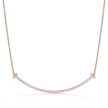 Tiffany T diamond and mother-of-pearl circle pendant in 18k rose gold. |  Tiffany & Co.