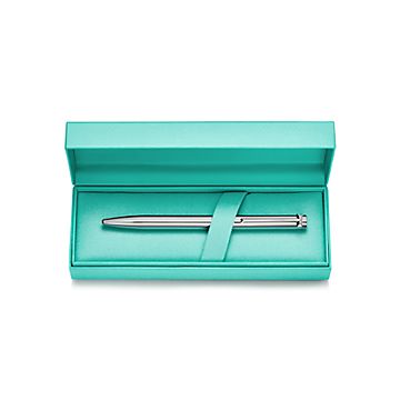Tiffany T Ballpoint Pen in Sterling Silver with a Tiffany Blue