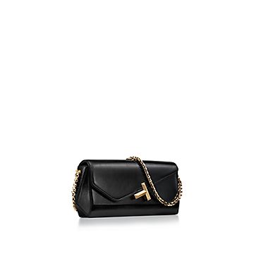 Tiffany T Clutch in Black Leather with a Chain | Tiffany Tiffany T Clutch in Black Leather with a Chain | Tiffany