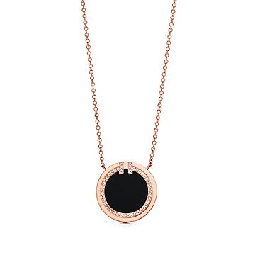 Swarovski Symbolic necklace, Moon and star, Black, Rose gold-tone plated