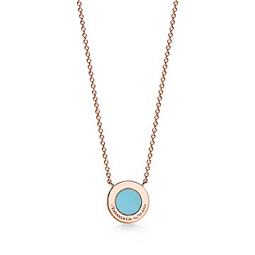 Tiffany T Diamond and Turquoise Circle Pendant
