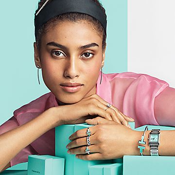 Tiffany T Diamond and Turquoise Wire Ring in 18K White Gold, Size: 4