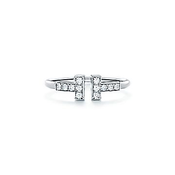 Tiffany T Diamond Wire Ring In 18k White Gold Tiffany Co