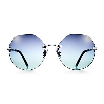 Tiffany T Sunglasses in Black Acetate with Gradient Tiffany Blue® Lenses |  Tiffany & Co.