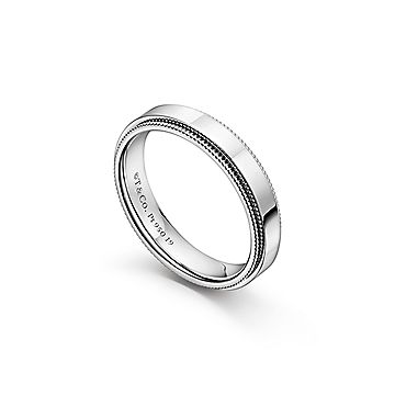 Tiffany Together Milgrain Band Ring in Platinum, 4 mm Wide
