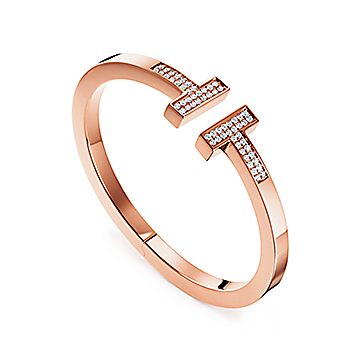 Tiffany Lock Pendant in Rose Gold with Pavé Diamonds, Medium