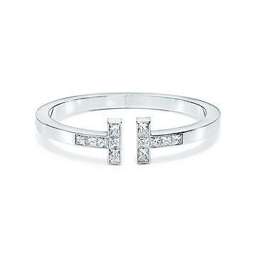 Tiffany T princess-cut diamond square bracelet in 18k white gold