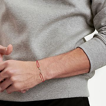 Tiffany T Smile Bracelet in Rose Gold On A Red Cord with Diamonds Size Extra Small to Medium