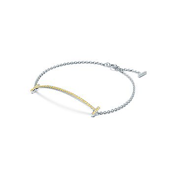 Tiffany T Smile Chain Bracelet in White Gold with Yellow Tiffany T Smile Chain Bracelet in White Gold with Yellow