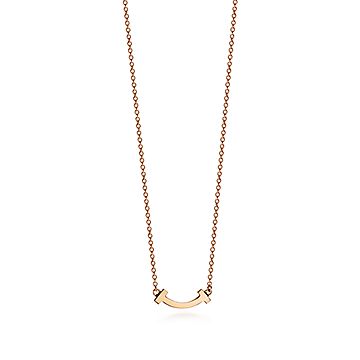 Tiffany T smile pendant in 18k rose gold, mini. | Tiffany & Co.