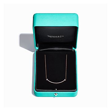 Tiffany T Smile Pendant in Yellow Gold with Diamonds, Small Tiffany T Smile Pendant in Yellow Gold with Diamonds, Small