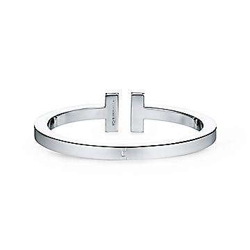 Square Initial Lock Bracelet - Silver