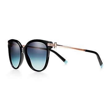 Tiffany T Sunglasses in Black Acetate with Gradient Tiffany Blue ...
