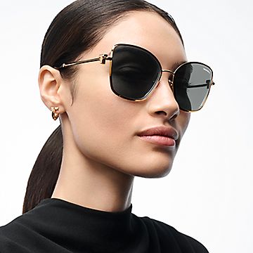 Tiffany T Sunglasses in Pale gold-colored Metal with Gray
