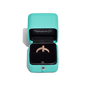 Tiffany T Two Narrow Ring Tiffany Diamond 18K White Gold 1837 Ring