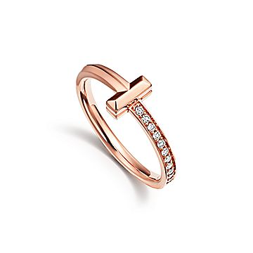 Tiffany T T1 Yellow Gold Ring with Diamonds