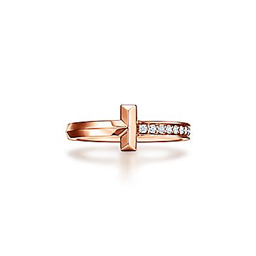 Tiffany T T1 Ring in Rose Gold with Diamonds | Tiffany & Co. US