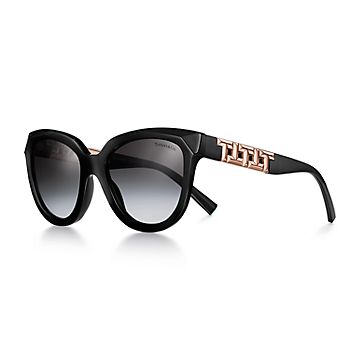 TIFFANY & CO. アイコニックTロゴのスクエアサングラス ティファニー T スクエア サングラス トータス アセテート