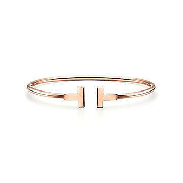 Tiffany T Wire Bracelet in Rose Gold with Diamonds