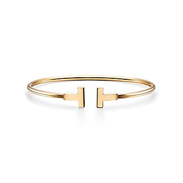 Tiffany T Wire Bracelet in Rose Gold with Diamonds and Mother-of-pearl |  Tiffany & Co.