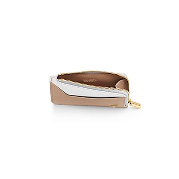 Tiffany T Zip Card Case in Neutral Colorblock Leather
