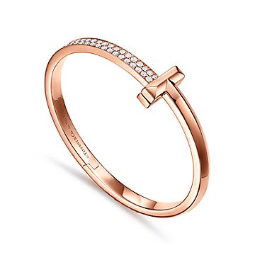 ティファニー T T ワン ワイド ダイヤモンド ヒンジ バングル ローズ