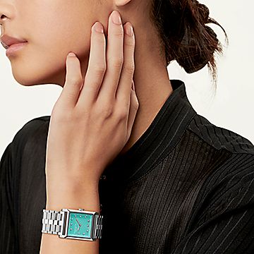 Union Square 27 mm Watch in Steel with Diamonds & a Tiffany Blue 