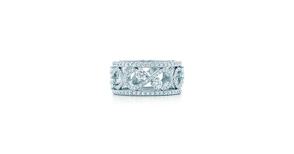 ティファニー エンチャント スクロール バンドリング（9MM）ダイヤモンド プラチナ | Tiffany & Co.