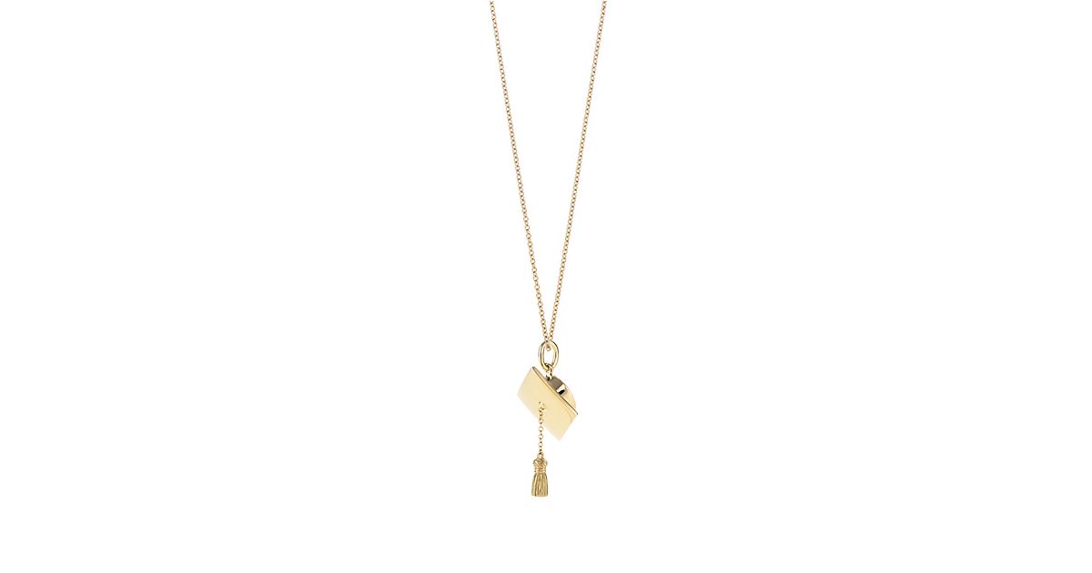 Graduation Cap & Tassel charm. 18k gold. On a chain. | Tiffany & Co.