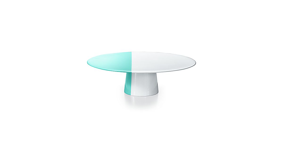 Color Block cake stand in bone china.
