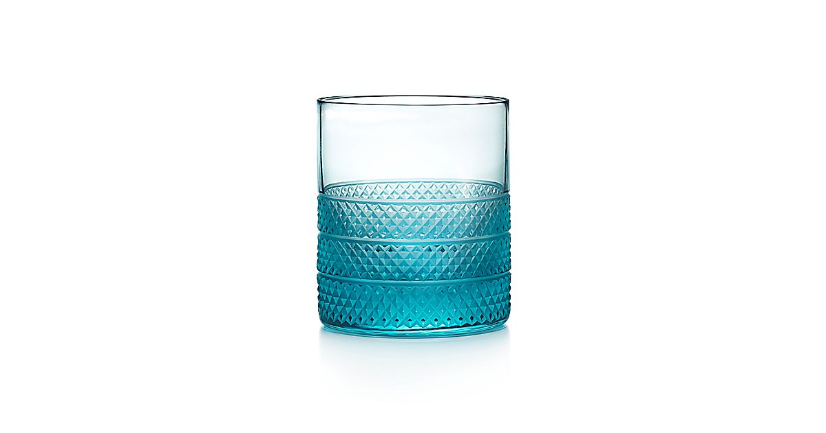 Diamond Point double old-fashioned glass in Tiffany BlueÂ® crystal glass. | Tiffany & Co.