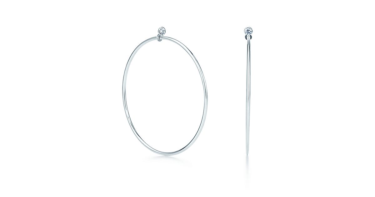 Elsa Peretti Diamond Hoop Earrings In Sterling Silver With Diamonds Elsa Peretti Diamond Hoop Earrings In Sterling Silver With Diamonds Medium Tiffany Co