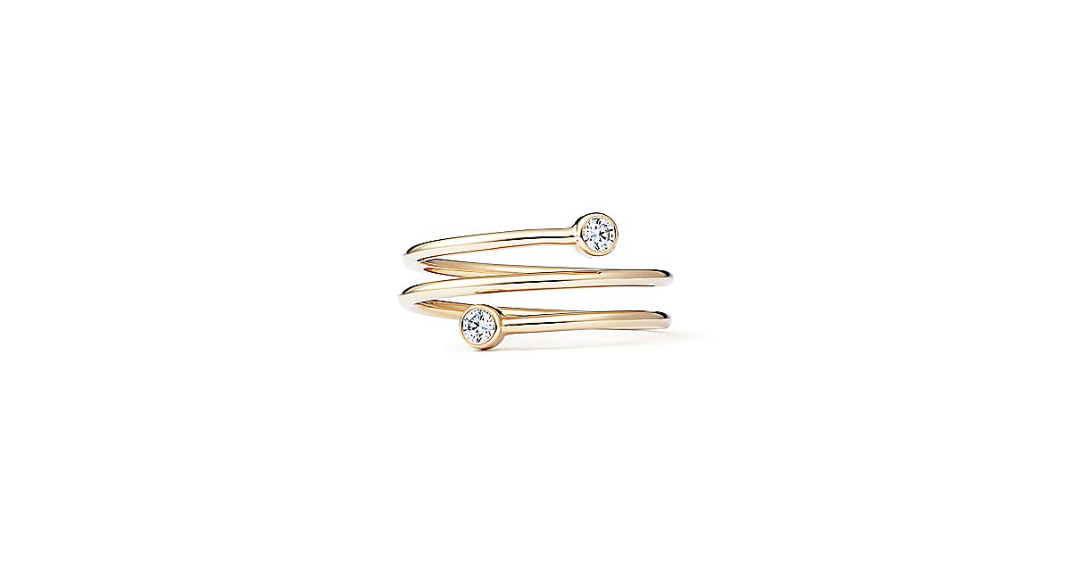 Elsa Peretti® Diamond Hoop three-row ring in 18k gold with diamonds ...
