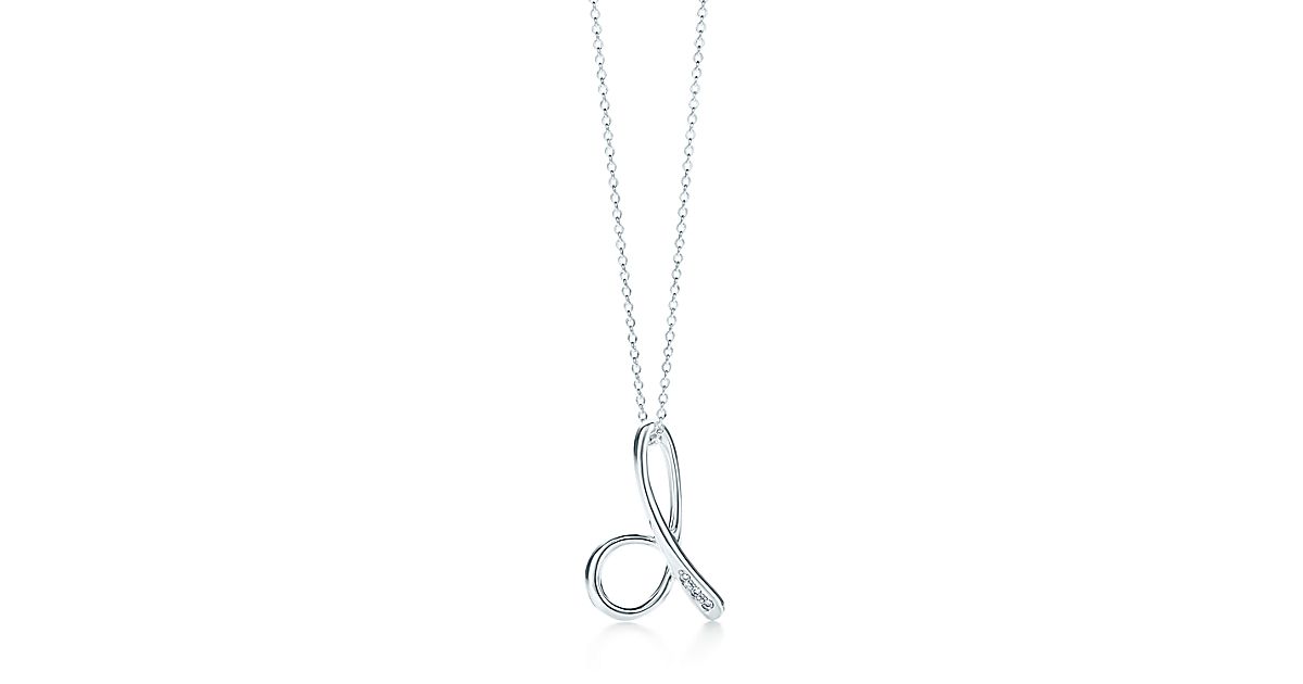 Elsa Peretti™ Alphabet pendant in silver with diamonds. Letters A-Z ...