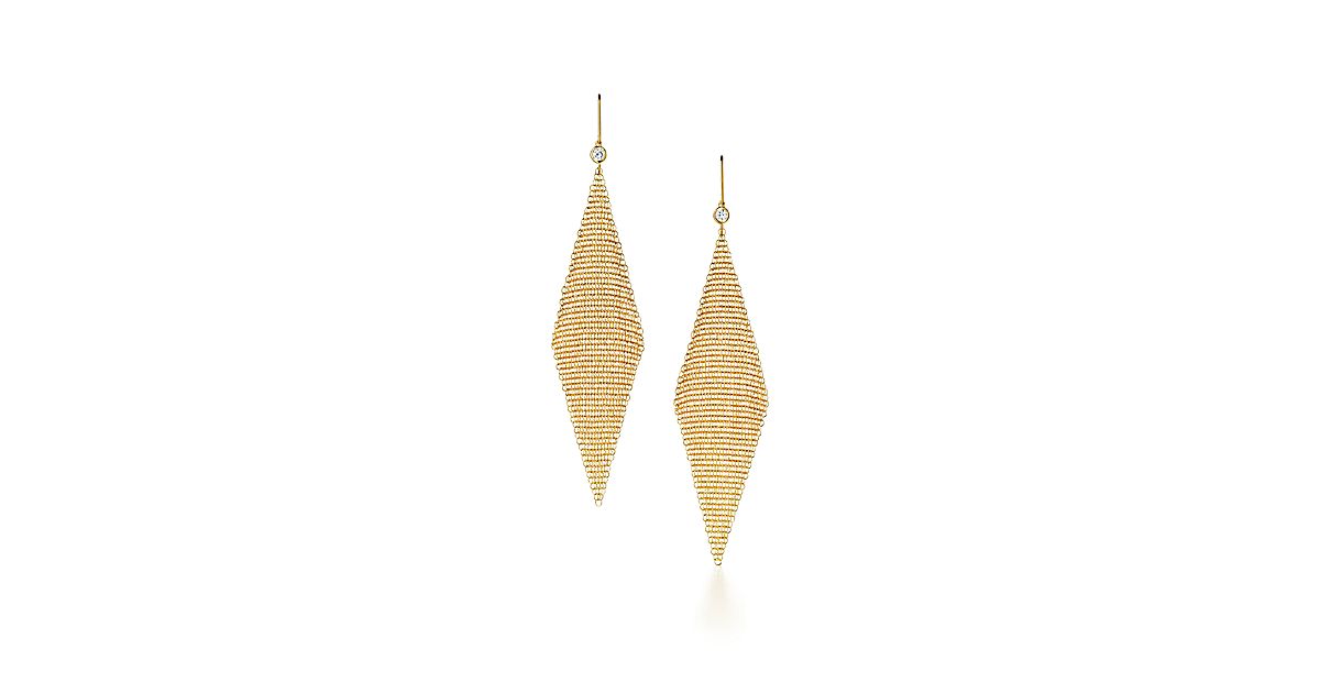 Elsa Peretti Mesh Earrings In 18k Gold With Diamonds Large Elsa Peretti Mesh Earrings In 18k Gold With Diamonds Large Tiffany Co