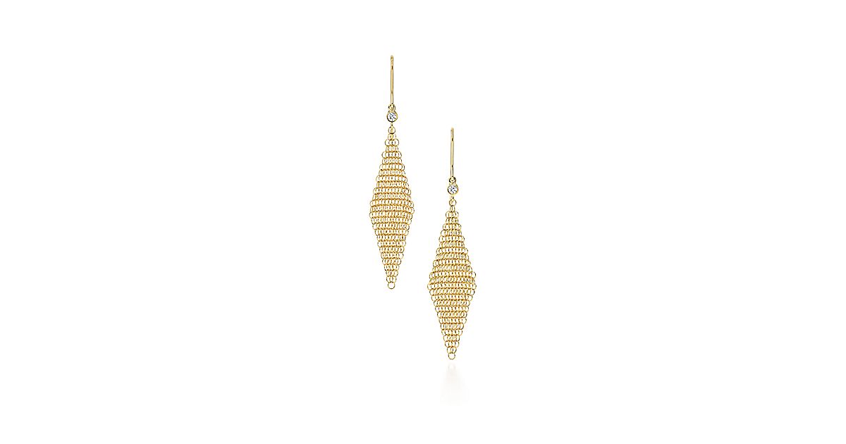 Elsa Peretti Mesh Earrings In 18k Gold With Diamonds Mini Elsa Peretti Mesh Earrings In 18k Gold With Diamonds Mini Tiffany Co