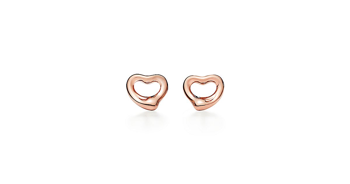 Elsa Peretti® Open Heart earrings in 18k rose gold. | Tiffany & Co.