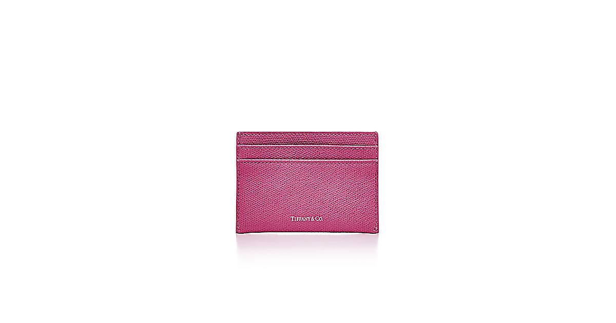 Flat card case in raspberry textured leather. More colors available ...