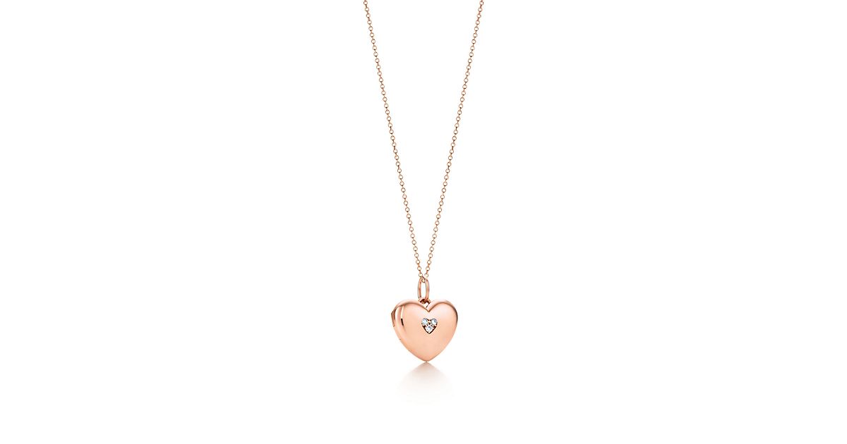 Heart locket pendant in 18k rose gold with diamonds, small. | Tiffany & Co.