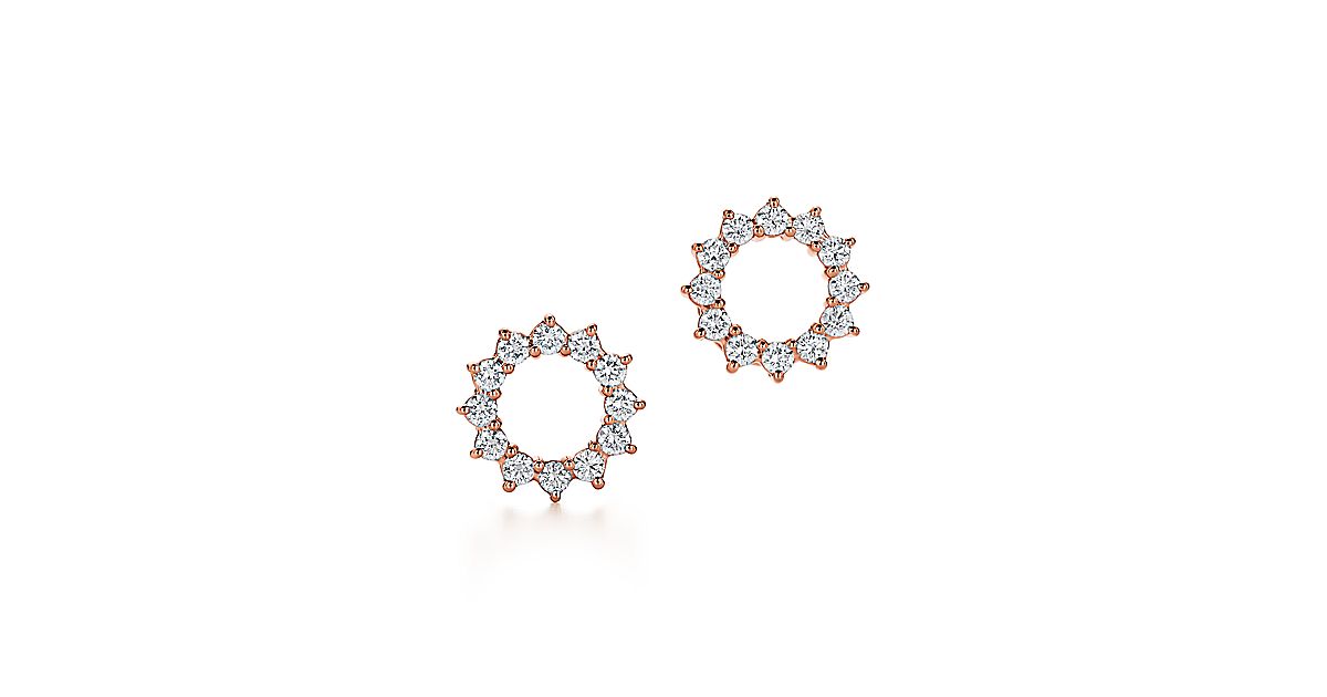 Open Circle Earrings In 18k Rose Gold With Diamonds Tiffany Co