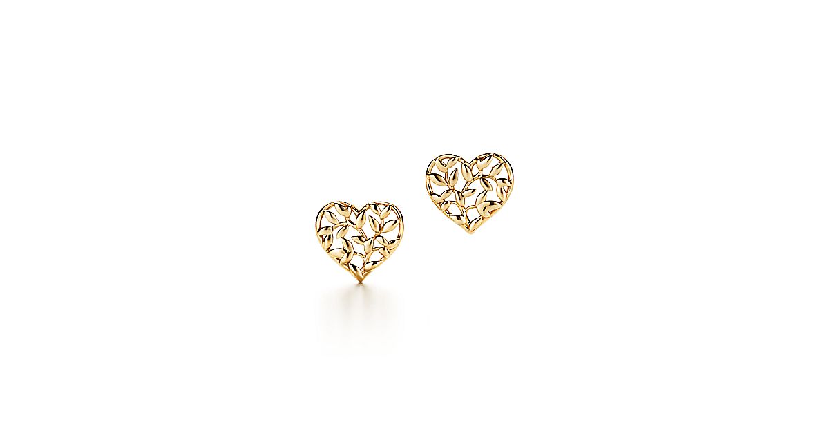 Paloma Pico Olive Leaf Heart Earrings In 18k Gold Tiffany Co