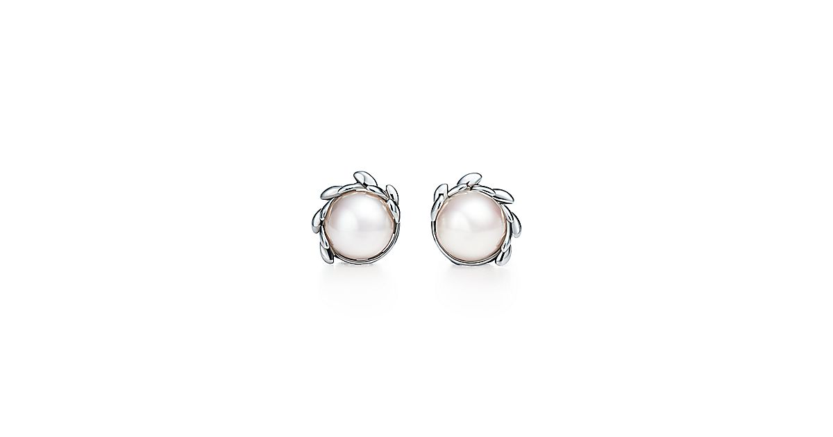Paloma Picasso® Olive Leaf pearl earrings in sterling silver. | Tiffany ...