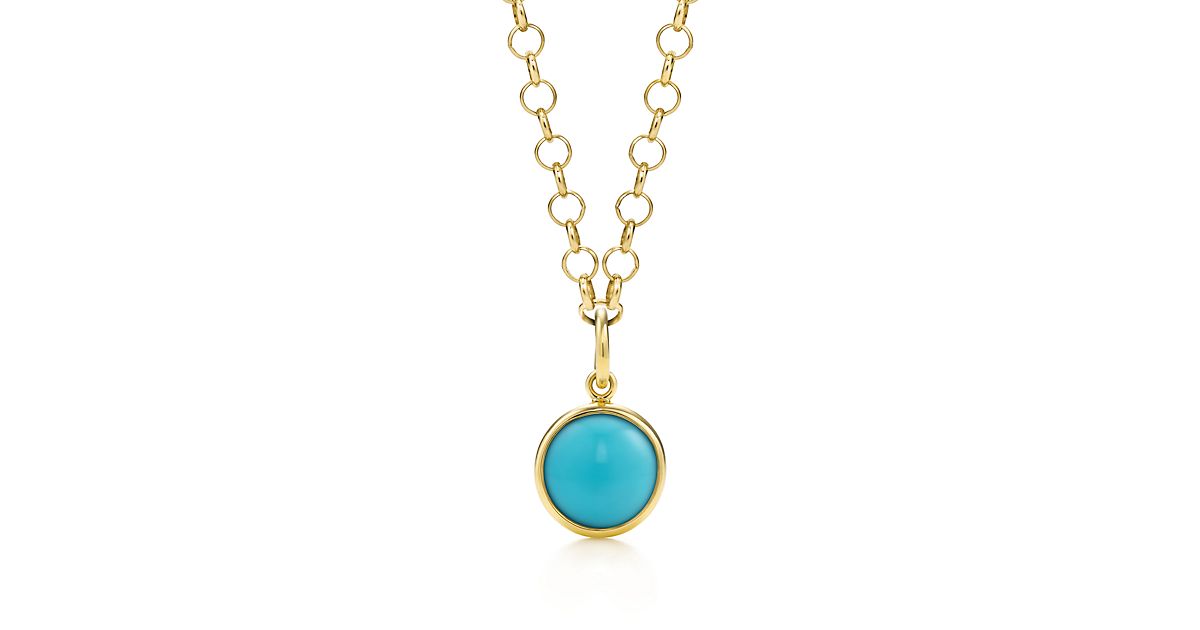 Paloma Picasso® turquoise dot charm in 18k gold on a round link chain ...