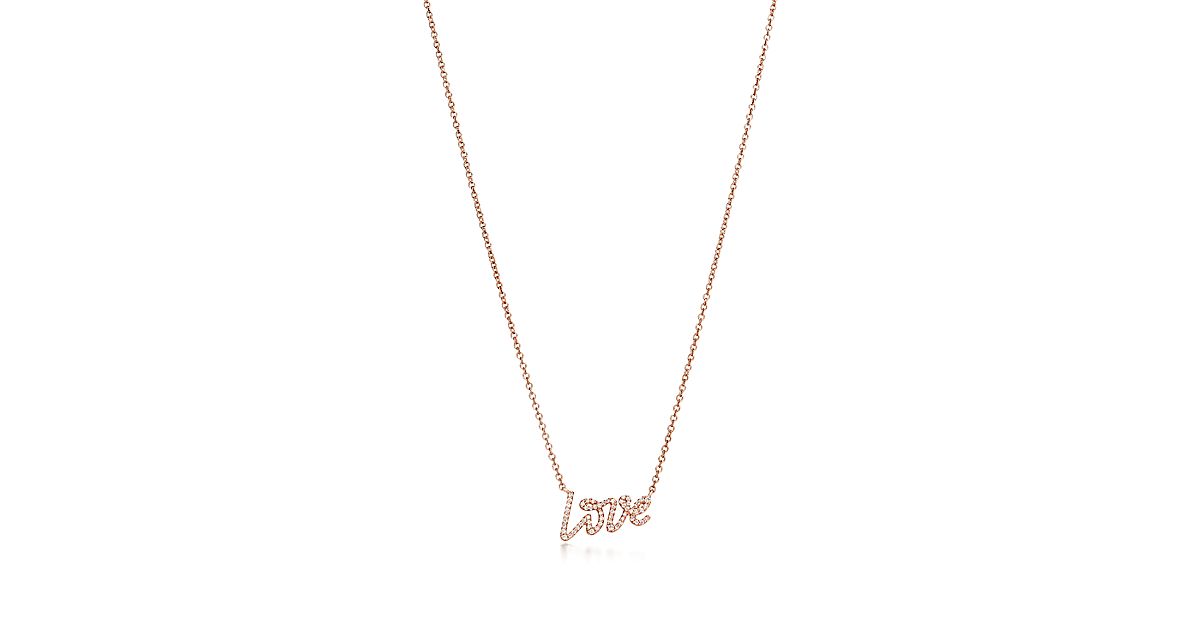 Paloma's Graffiti love pendant in 18k rose gold with diamonds, mini ...